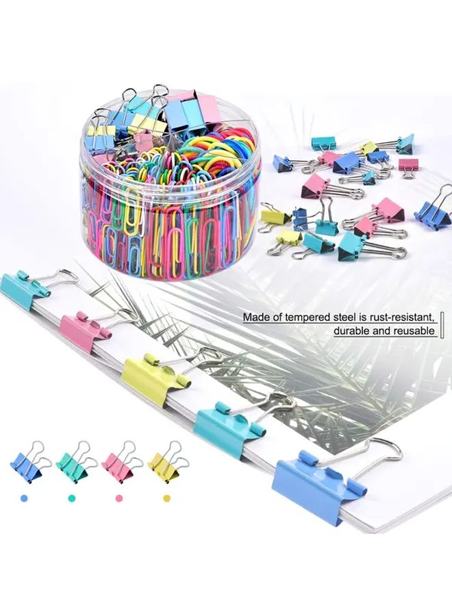 240 Pcs Paper Clips Set Binder Clips Rubber Bands Office Supplies - Image 3