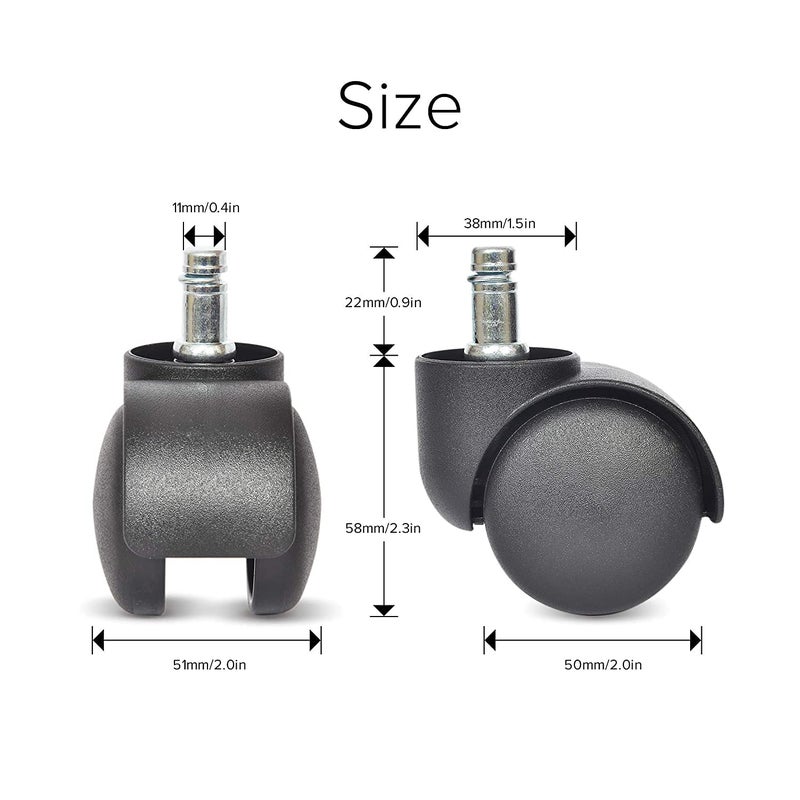 SELTOS Premium Twin Caster Wheels for Office ChairsFurniture Set of 5 Pieces Swivel Furniture Caster Pack of5 - Image 3