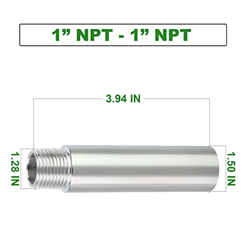 TAISHER 2PCS Stainless Steel Pipe Fittings, 1" NPT Male x 1" NPT Female Threaded, 4" Length Nipple Cast Pipe - Image 4