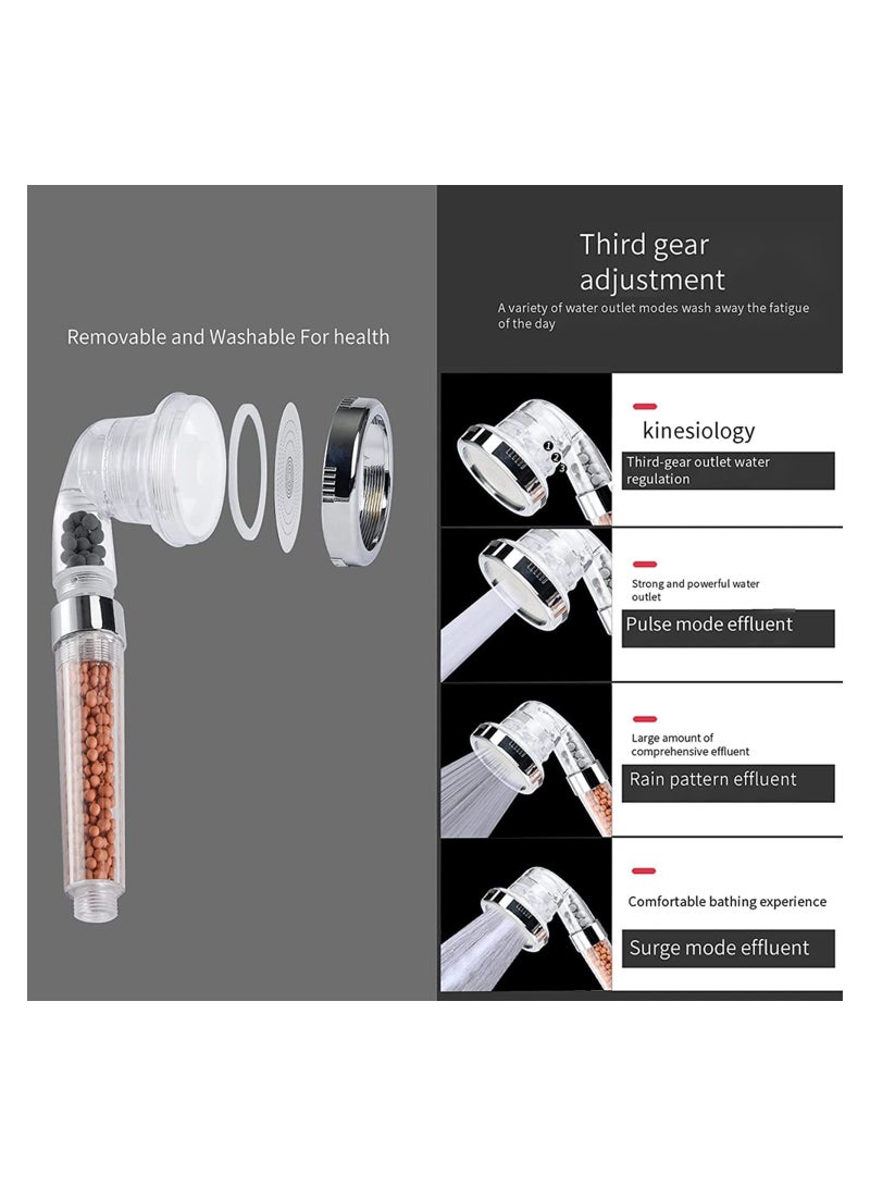 Shower Head Filter, Water Saving Filtration High Pressure for Low Pressure Increaser Shower , Handheld Shower Heads for Hard Water , 3 Spray Modes Adjustable(White) - Image 5