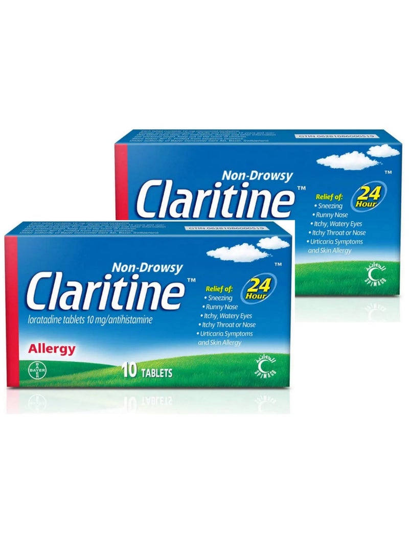 BAYER Pack Of 2 Claritine 10 Mg 10 Tablets  - Image 1