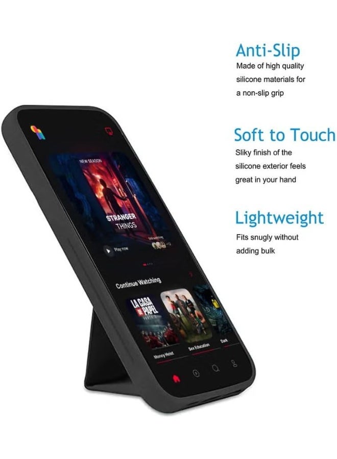 Muzz حافظة دعم خلفية متوافقة مع Honor X8b 2025، حامل سيارة مغناطيسي، غلاف سيليكون ناعم مع قاعدة أفقية ورأسية، حزام معصم، حافظة حماية كاملة لـ Honor X8B باللون الأسود - Image 2