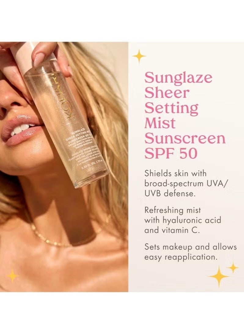 Kopari Sunglaze Sheer Setting Mist Sunscreen SPF 50, Weightless, Fast Drying, Ultra-Fine Setting Spray, Made With Hyaluronic Acid, Sets Makeup For A Hydrated, Dewy Finish, 2.53 fl oz - Image 2