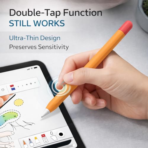 Mizi (2 Pack) Case for Apple Pencil 2nd Generation & Apple Pencil Pro (2024) Cover Premium Silicone Sleeve Skin, USB Charging/Double Tap & Attaching Magnetically - (Black/Orange) - Image 4