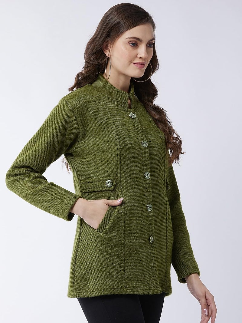 Pivl Women's Long Acrylic Blend Sweater for Winter_Olive_M||Winterwear|| - Image 5