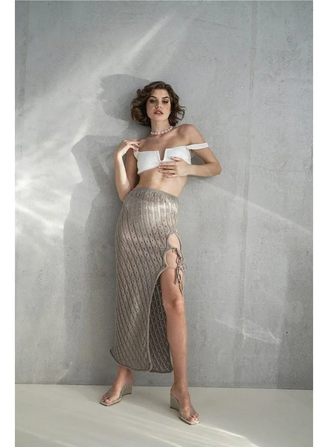 Bohemai  Yolanda Rope Detail Beige Knit Skirt. for Women | Best Price UAE
