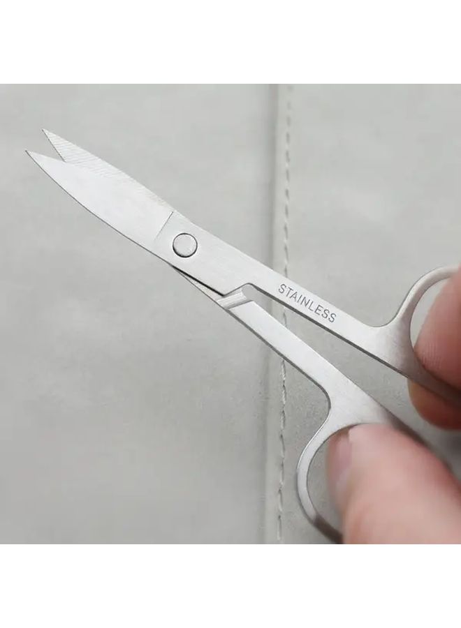 Black Stainless Steel Round Nose Nose Hair Trimmer Scissors 2pcs - Image 2