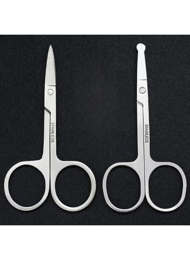 Black Stainless Steel Round Nose Nose Hair Trimmer Scissors 2pcs - Image 3