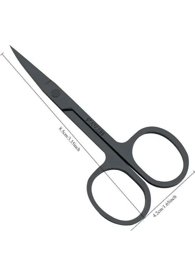 Black Stainless Steel Round Nose Nose Hair Trimmer Scissors 2pcs - Image 4