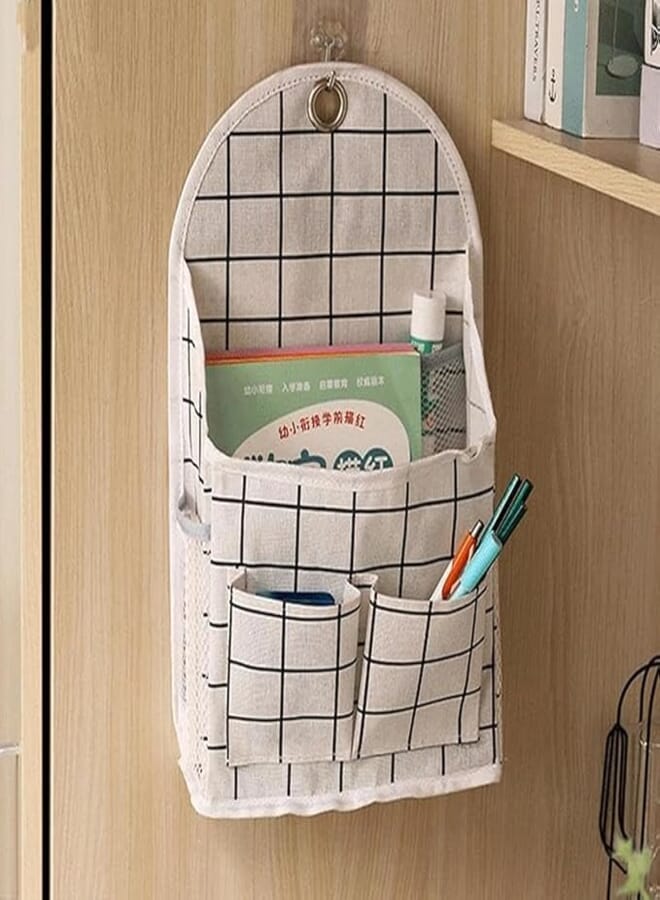 Spaceshoop Pack Home Wall Storage Bag, Cotton Linen Office Organizer Basket, Wall Hanging Storage Holder with Free Brackets Great for Kitchen, Room, Living Room Turkish