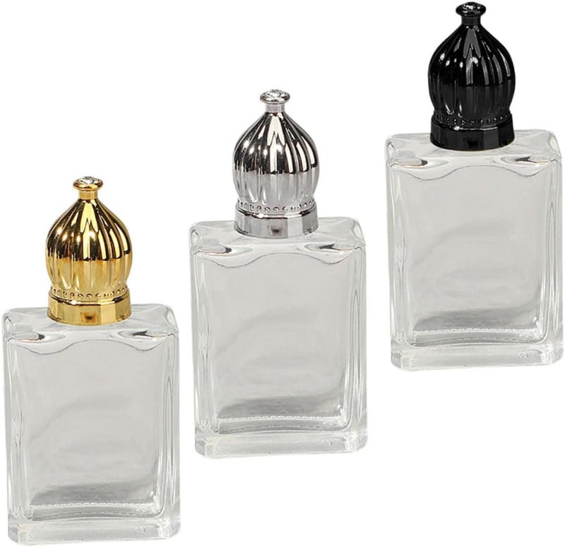 15ml Glass Roller Perfume Bottles Set of 3 – Refillable Essential Oil Bottles with Gold, Silver, and Black Caps – Portable Sample Fragrance Containers for Travel and Personal Care - Image 1