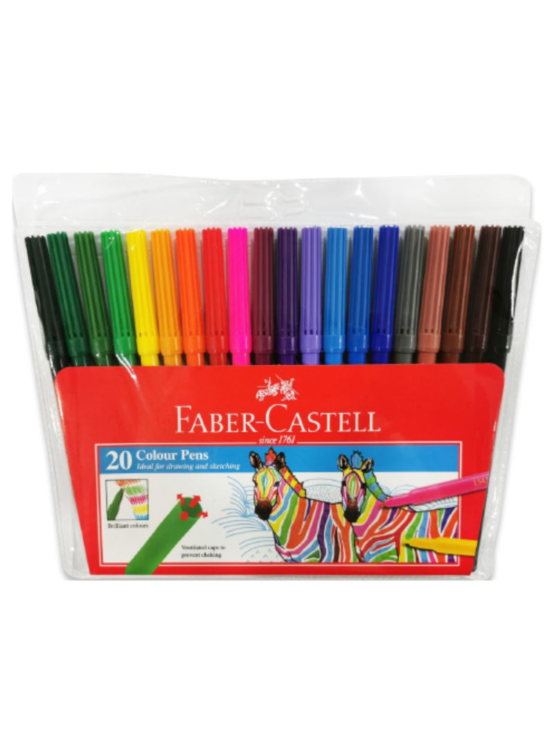 أقلام ماركر ملونة من فابر كاستل (20 لون)