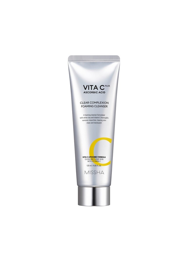 Missha Korean Vita C Plus Clear Complexion Foaming Cleanser , Formulated With White Clay And Vitamin C , For Clean And Clear Skin 20ml - Image 1