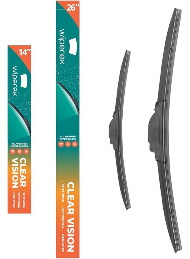 ويبيركس WiperEX 26" + 14" Wiper Blades – Silent, Streak-Free, Anti-Lift, Durable Natural Rubber Pair (Pack of 2) - Image 1