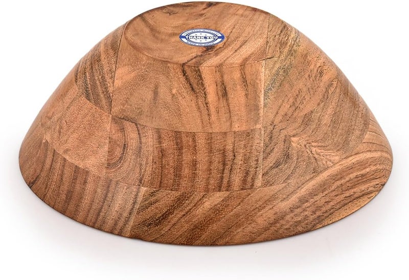 BHAVATU Salad Bowl Acacia Wood wooden bowl for food serving salads pasta cereal or popcorn For Your Kitchen Wooden Serving Bowl 8x 8 x 3 - Image 4
