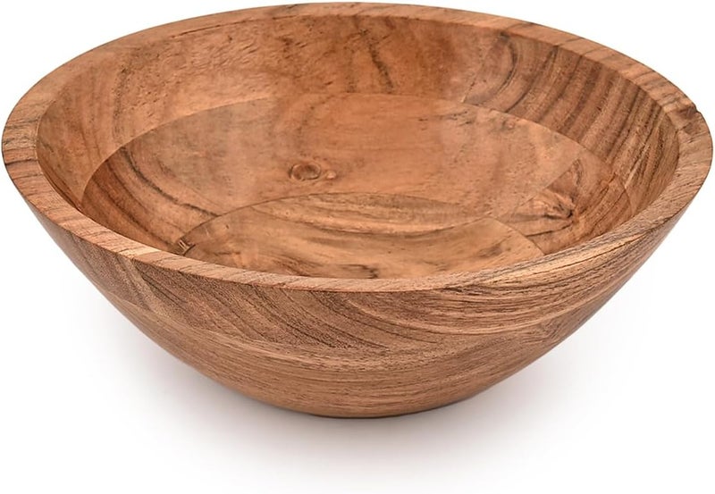 BHAVATU Salad Bowl Acacia Wood wooden bowl for food serving salads pasta cereal or popcorn For Your Kitchen Wooden Serving Bowl 8x 8 x 3 - Image 1