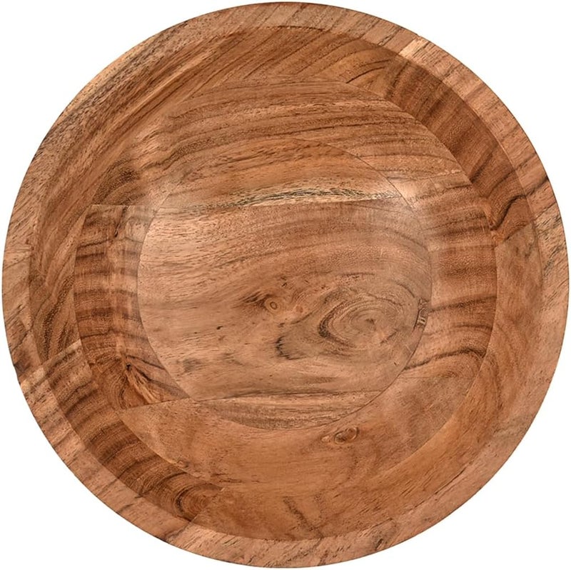 BHAVATU Salad Bowl Acacia Wood wooden bowl for food serving salads pasta cereal or popcorn For Your Kitchen Wooden Serving Bowl 8x 8 x 3 - Image 3