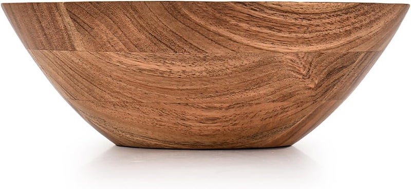 BHAVATU Salad Bowl Acacia Wood wooden bowl for food serving salads pasta cereal or popcorn For Your Kitchen Wooden Serving Bowl 8x 8 x 3 - Image 2
