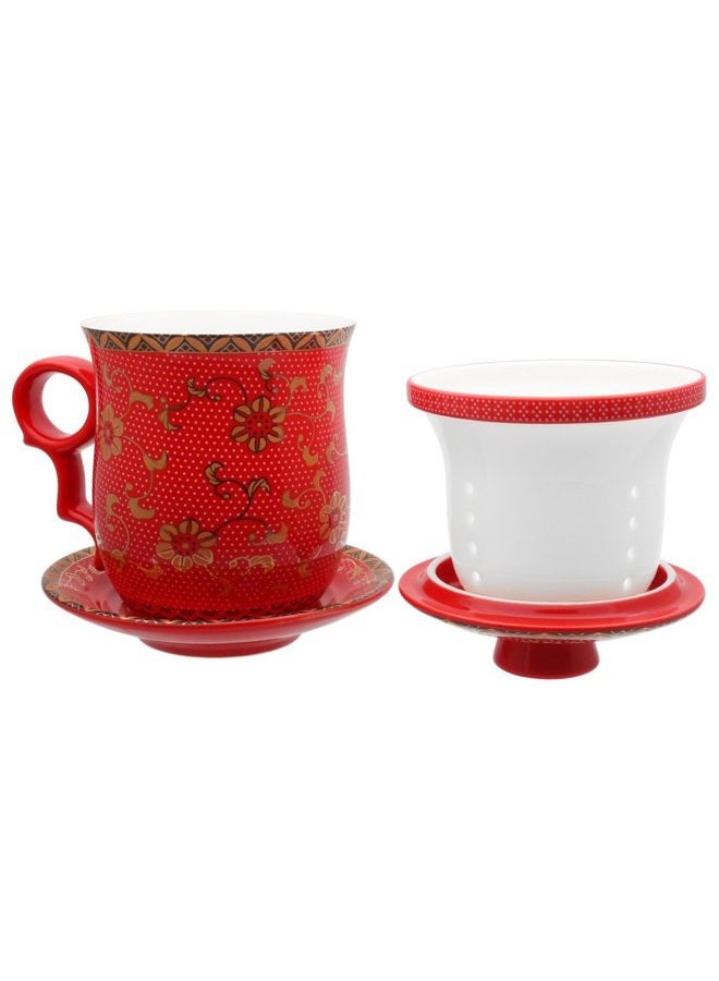 Tea Talent Porcelain Tea Cup with Infuser Lid and Saucer Sets - Chinese Jingdezhen Ceramics Coffee Mug Teacup Loose Leaf Tea Brewing System for Home Office - Image 4