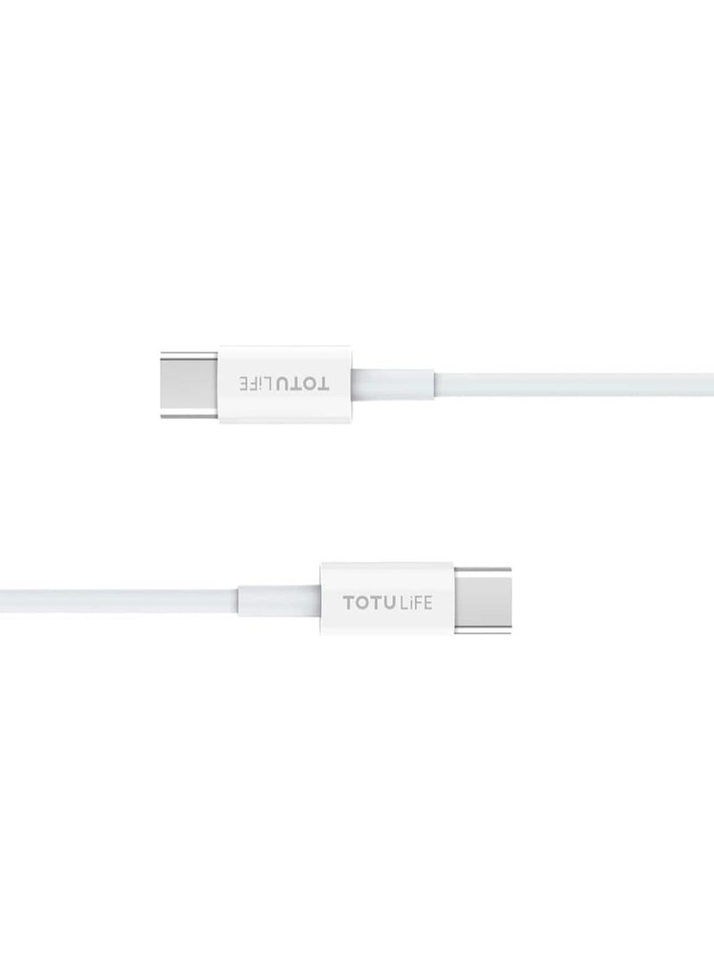 Totulife Totulife PURE Series PD Type-C to Type-C 2M Cable – Fast Charging & Sync, High-Speed Power Delivery, White  - Image 3