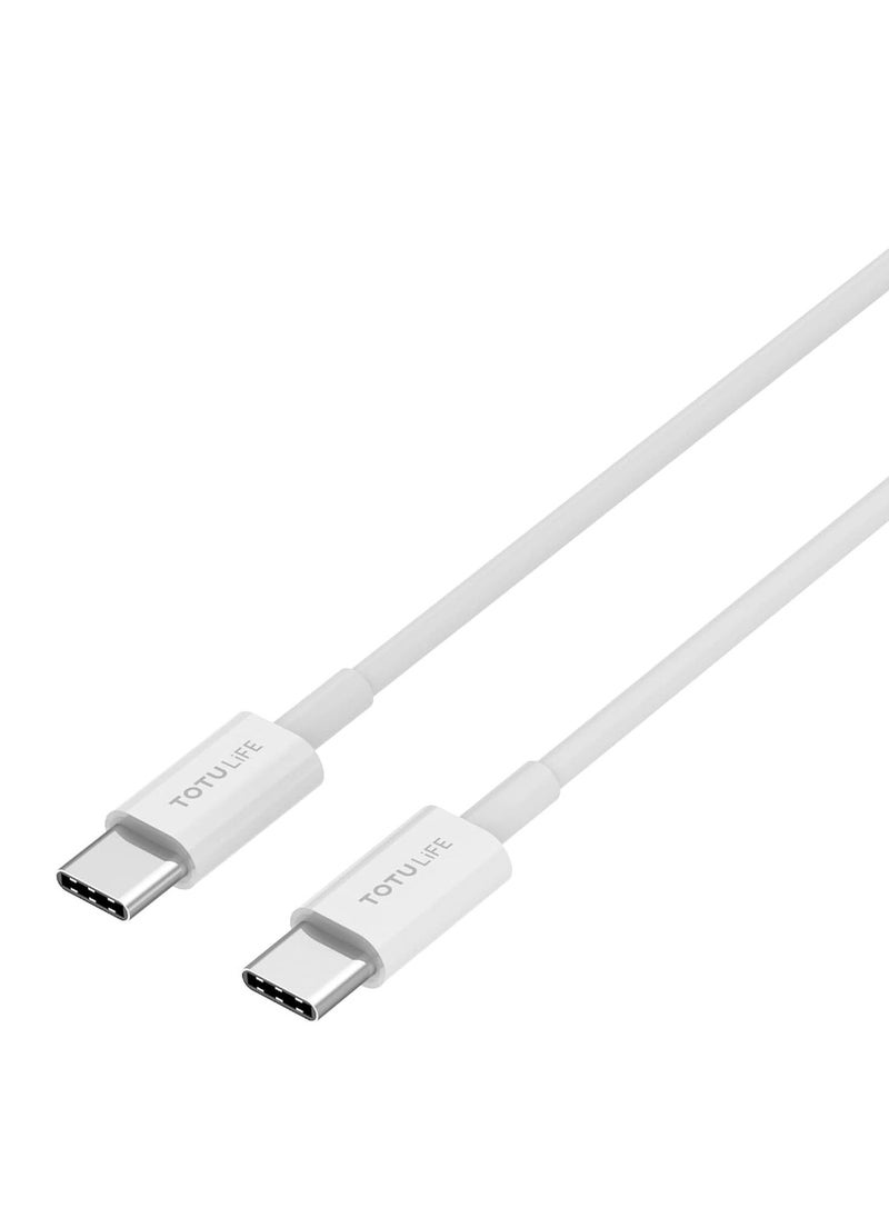 Totulife Totulife PURE Series PD Type-C to Type-C 2M Cable – Fast Charging & Sync, High-Speed Power Delivery, White  - Image 2