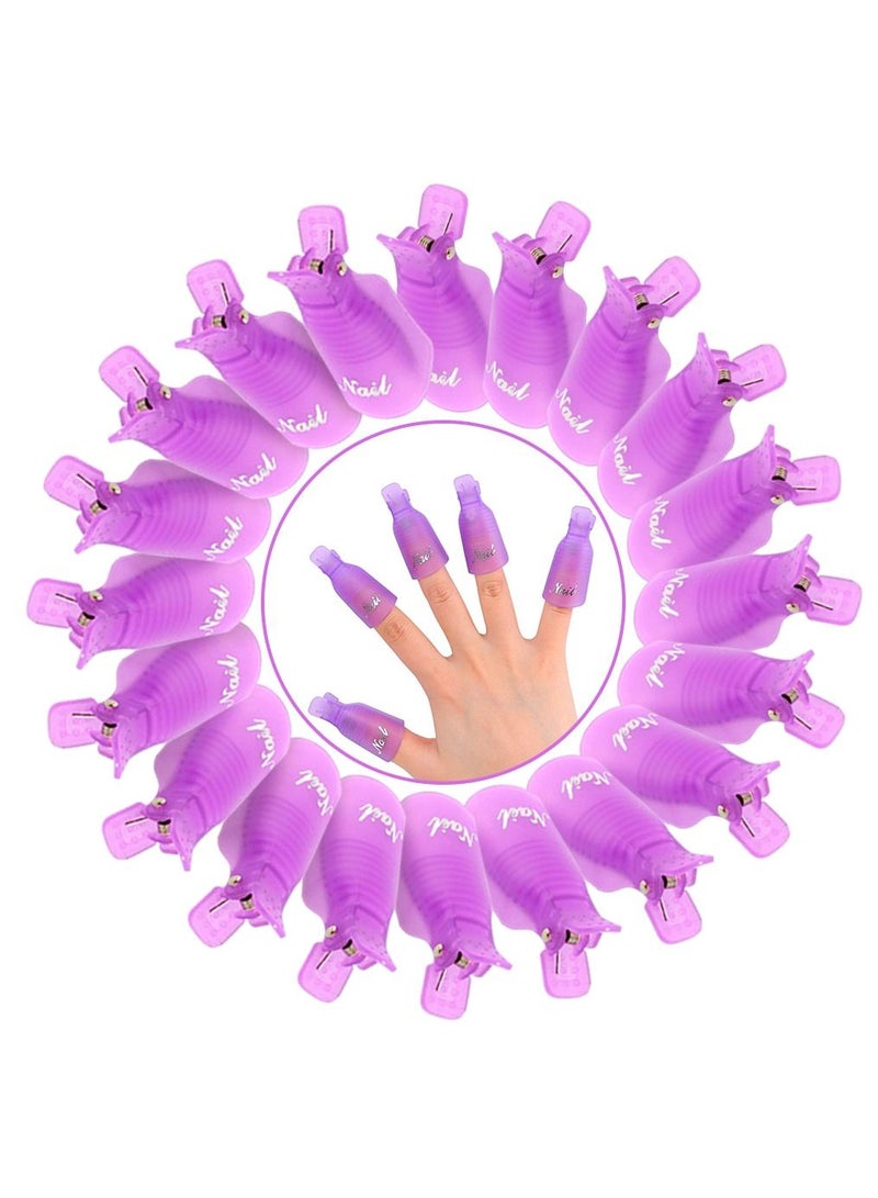 Kanza 20 قطعة من مشابك مزيل طلاء الأظافر أداة مانيكير لتفريغ المستلزمات غطاء نقع لتنظيف فن الأظافر لف أداة مانيكير قابلة لإعادة الاستخدام وسهلة الاستخدام للنساء - Image 1