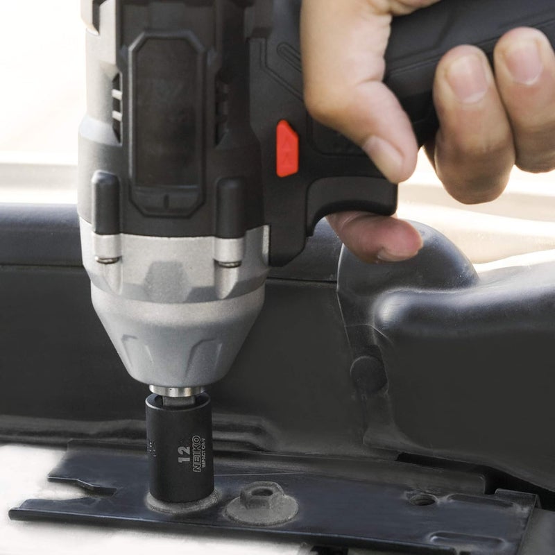 NEIKO 02433A 3/8â€ Drive Standard and Deep Metric Impact Socket Set | 26 Pieces | Metric 7mm to 19mm | Premium Cr-V Steel | 6-Point Hex Design | Corrosion Resistant Black Phosphate Coating - Image 5