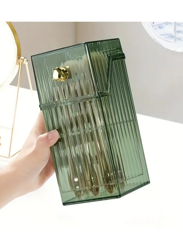 ORiTi 1pc Clear Makeup Brush Storage Box Dustproof Organizer for Eyebrow Pencil Eyeshadow Brush and Makeup Brushes Includes Lid - Image 3