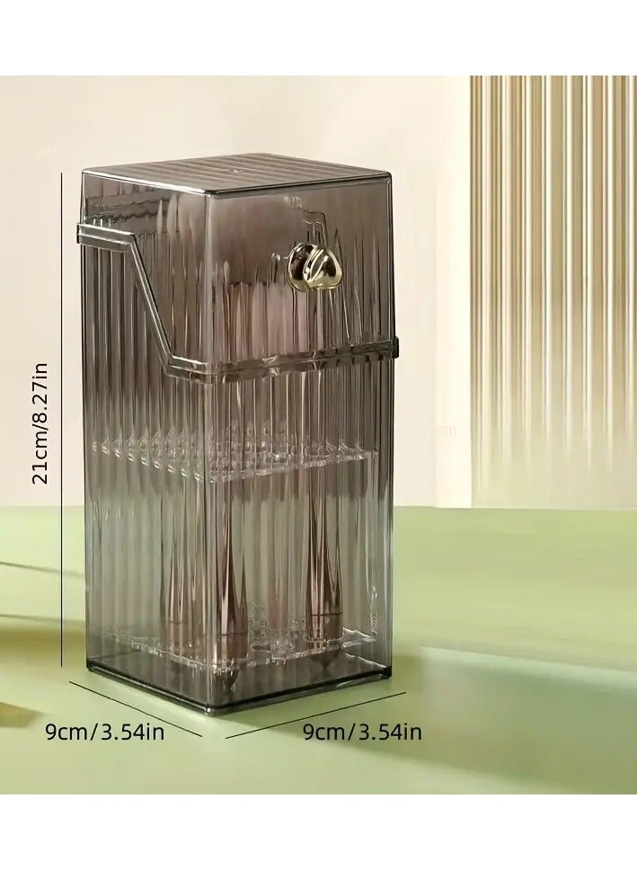 ORiTi 1pc Clear Makeup Brush Storage Box Dustproof Organizer for Eyebrow Pencil Eyeshadow Brush and Makeup Brushes Includes Lid - Image 4