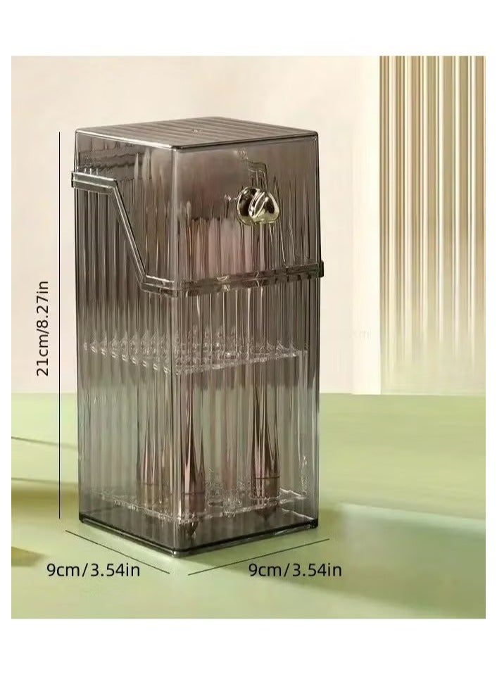 ORiTi 1pc Clear Makeup Brush Storage Box Dustproof Organizer for Eyebrow Pencil Eyeshadow Brush and Makeup Brushes Includes Lid - Image 1