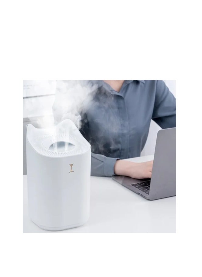 Generic - 3300ml Dual Nozzle Air Humidifier (Lasts Up to 20 Hours) Color Changing Night Light for Home Office, 3 Mist Modes, White - Image 1