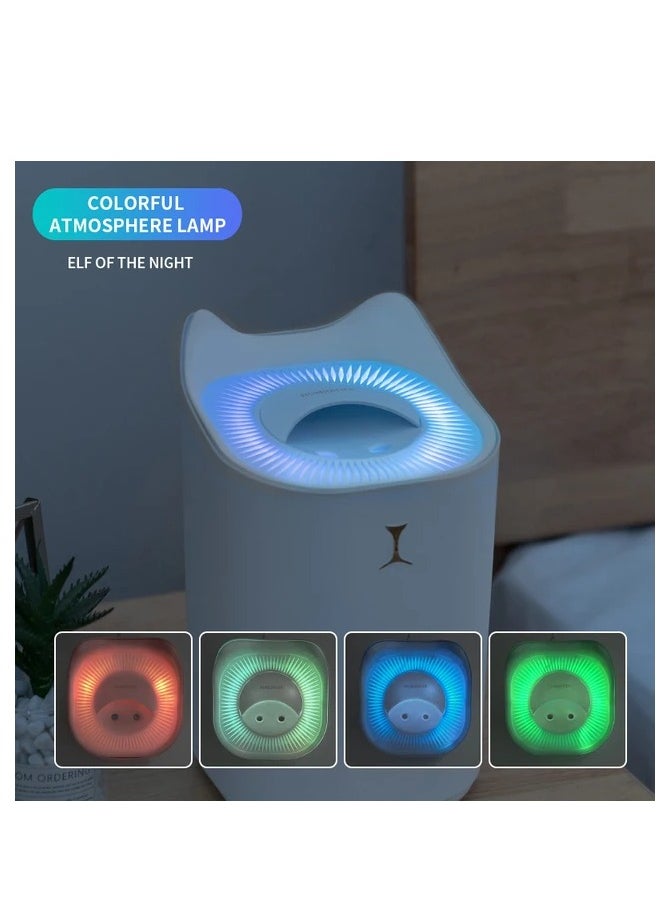 Generic - 3300ml Dual Nozzle Air Humidifier (Lasts Up to 20 Hours) Color Changing Night Light for Home Office, 3 Mist Modes, White - Image 1