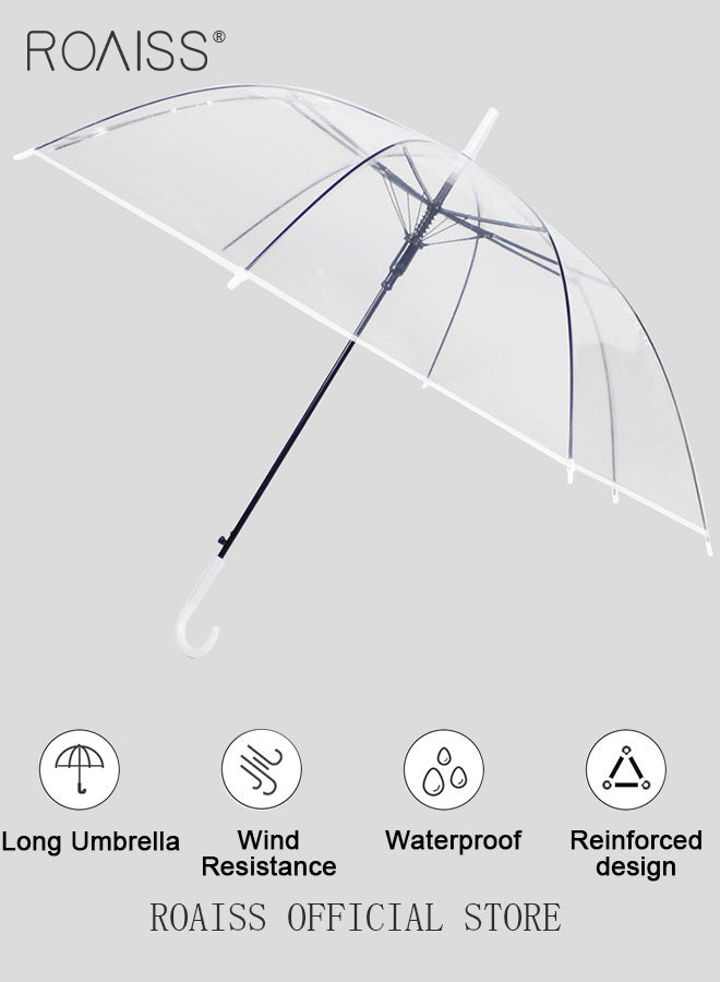 roaiss Unisex Multifunctional Long Handle Umbrella with Transparent Canopy and Reinforced Fiberglass Ribs for Effective Wind and Rain Protection Integrated Curved Hook Handle for Convenient Grip 8 Rib Design  - Image 5