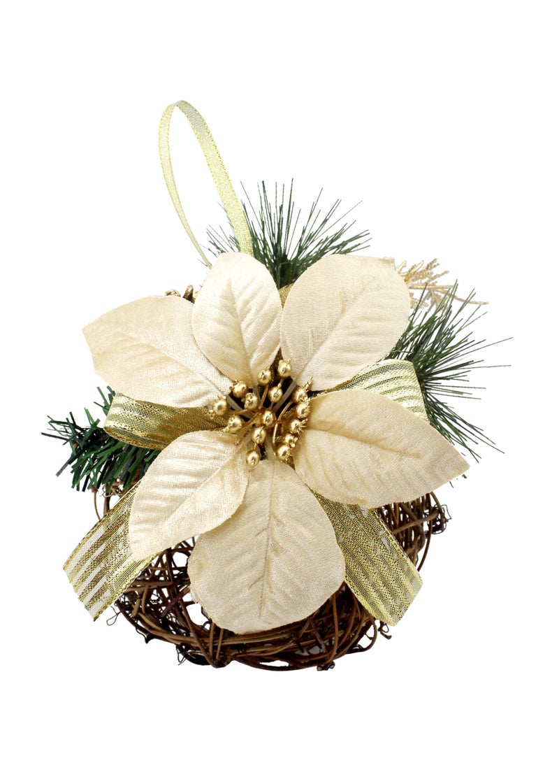 CHRISTMAS MAGIC كرة رتان عيد الميلاد باللون الذهبي الشمبانيا 15x20 سم - Image 1