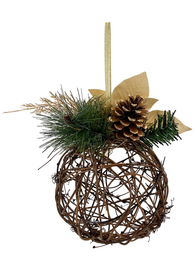 CHRISTMAS MAGIC كرة رتان عيد الميلاد باللون الذهبي الشمبانيا 15x20 سم - Image 2