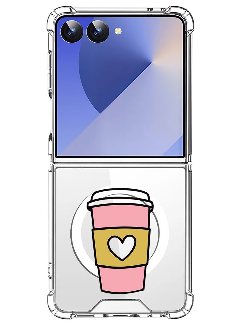 Theodor Magnetic Case for Samsung Galaxy Z Flip 7 Compatible with MagSafe Wireless Charging, Shockproof Phone Bumper Cover Coffee Mug - Image 1