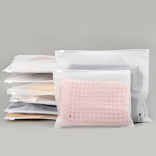 Svaldo Frosted Zipper Bags for Clothes 25pcs, Plastic Shirt Bags for Packaging T-Shirt, Swimsuit, Bikini, Bathing Suit, 3 Mil, 9.8x7.8" with Vent Holes and Reinforced Sides - Image 1
