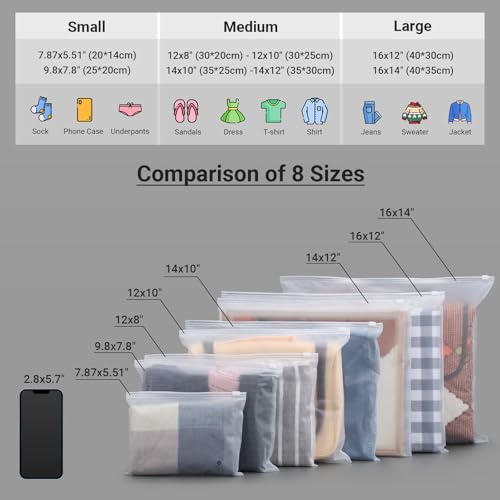 Svaldo Frosted Zipper Bags for Clothes 25pcs, Plastic Shirt Bags for Packaging T-Shirt, Swimsuit, Bikini, Bathing Suit, 3 Mil, 9.8x7.8" with Vent Holes and Reinforced Sides - Image 5