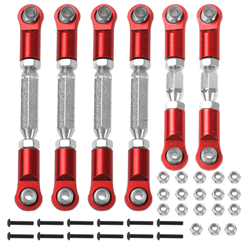 Vgoohobby Metal Turnbuckles Rod Camber Links Steering Linkage Tie Rods Pull Rod Compatible with Arrma Granite 4X4 Senton 4X4 Mega550 1/10 RC Car (Red) - Image 1