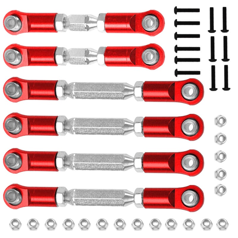 Vgoohobby Metal Turnbuckles Rod Camber Links Steering Linkage Tie Rods Pull Rod Compatible with Arrma Granite 4X4 Senton 4X4 Mega550 1/10 RC Car (Red) - Image 2
