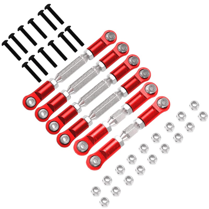 Vgoohobby Metal Turnbuckles Rod Camber Links Steering Linkage Tie Rods Pull Rod Compatible with Arrma Granite 4X4 Senton 4X4 Mega550 1/10 RC Car (Red) - Image 4