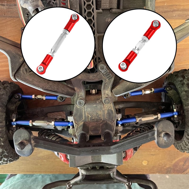 Vgoohobby Metal Turnbuckles Rod Camber Links Steering Linkage Tie Rods Pull Rod Compatible with Arrma Granite 4X4 Senton 4X4 Mega550 1/10 RC Car (Red) - Image 5