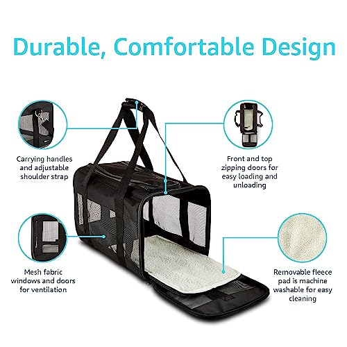 Homecute Large Soft-Sided Mesh Pet Transport, Durable, Breathable, Comfortable Pet Carrier Bag with Soft Pad for Large Cat, Small Medium Dogs, and Puppies - Image 4