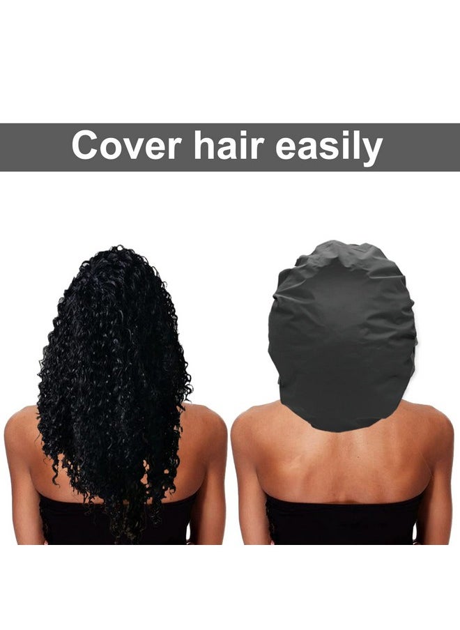ELEBOX - 2 Pack Premium Collection Super Jumbo Shower Cap Extra Large Shower Caps For Braids Shower Bonnets Women Waterproof Hair Caps For Spa Salon Shower Hat (Xlarge Blackblue) - Image 1