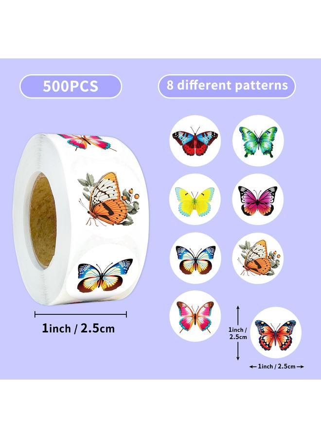Bluejw 500 Sheets/roll Cute Cartoon Butterfly Children's Roll Sticker Shein Hand Account Sealing Roll Paper - Image 1