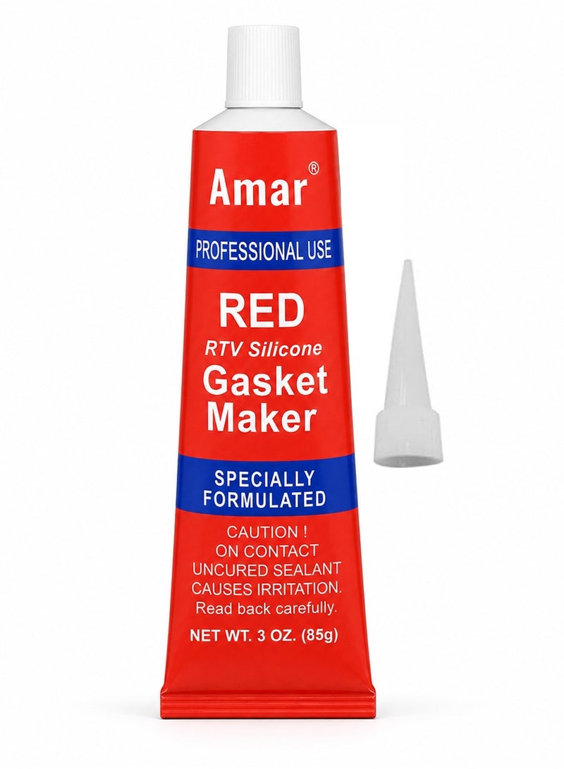 ديفاونز 3 عبوات من معجون صنع الحشوات (Gasket Maker) سيليكون RTV من Defaons (Amar) - لون أحمر، يتحمل درجات الحرارة العالية - مناسب لأغطية صمامات المحرك، ومشعبات السحب، وحواف مضخات الزيت، وأحواض ناقل الحركة، ومضخات المياه - لاصق ومانع تسرب بديل للحشوات التقليدية في السيارات. - Image 3