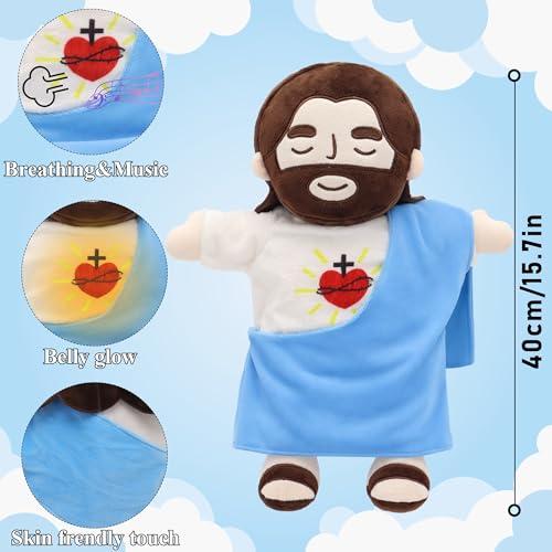 Yelakey Jesus Plush That Breathes Jesus Stuffed Doll with GlowSongs Easter Toy Savior Doll for Church Sunday School Religious Easter Gift for Kids Blue - Image 5