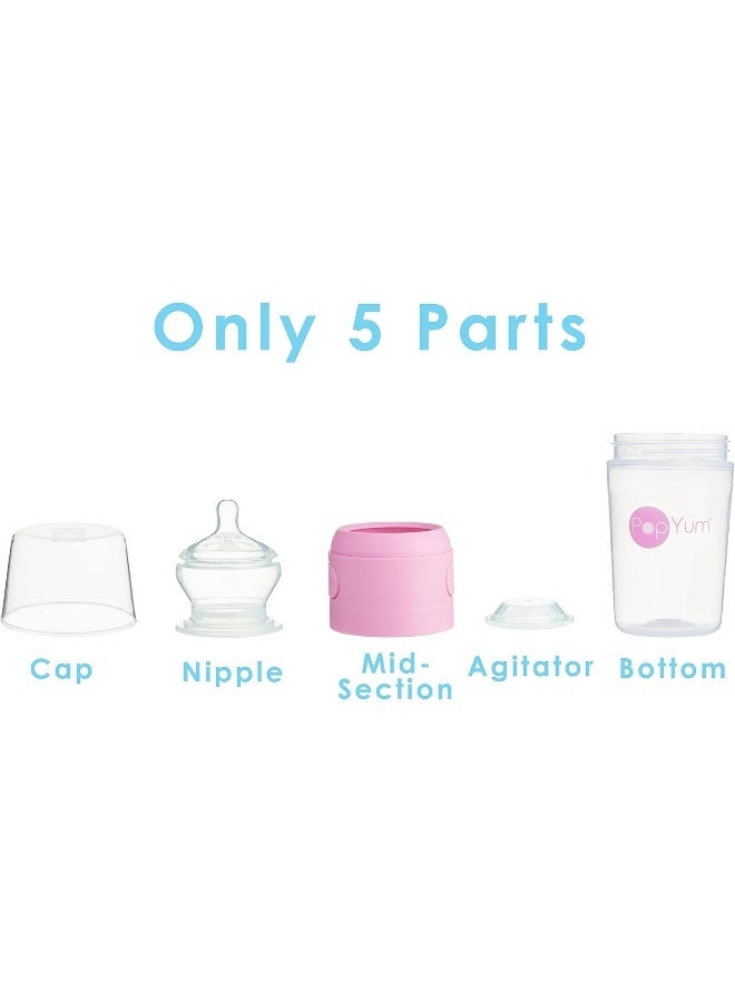 PopYum زجاجات حليب الأطفال بوب يام 9 أونص وردية مضادة للمغص، 2-pack مع تدفق متوسط #2، 260 مل، خالية من BPA، قفل طبيعي - Image 5