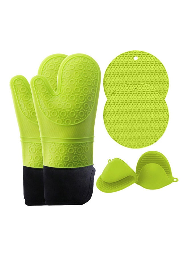 NIBEMINENT 5-Piece Oven Mitts Flexible Heat Insulation Gloves Green