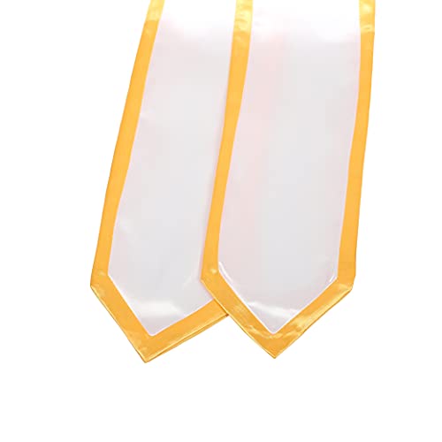 Ftyfty Unisex Adult Graduation Honor Stole Classic End With Trim 72" Long (White + Gold Trim, 72" Long) - Image 2